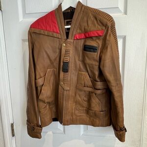 Disney Brown Leather Jacket with Red and Black Details
